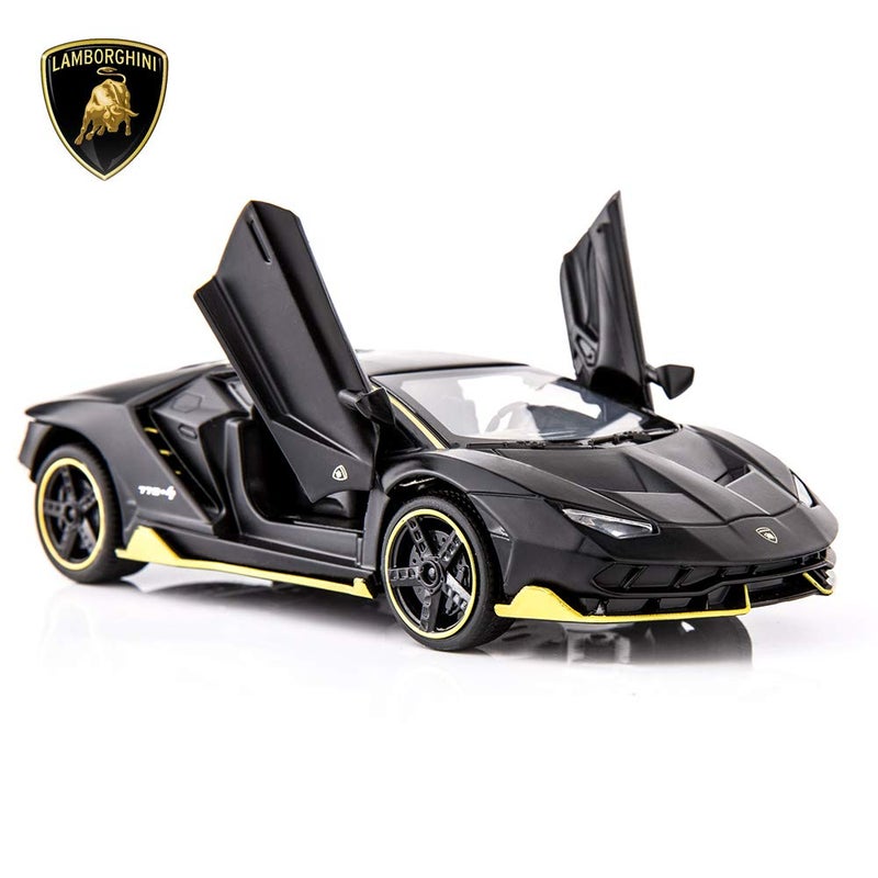 BDTCTK 1:32 Lambo LP770 Car Model Toy Child Sound and Light Pull Back Car Zinc Alloy Toys for Kids Boy Girl Gift (Black) - Image 1